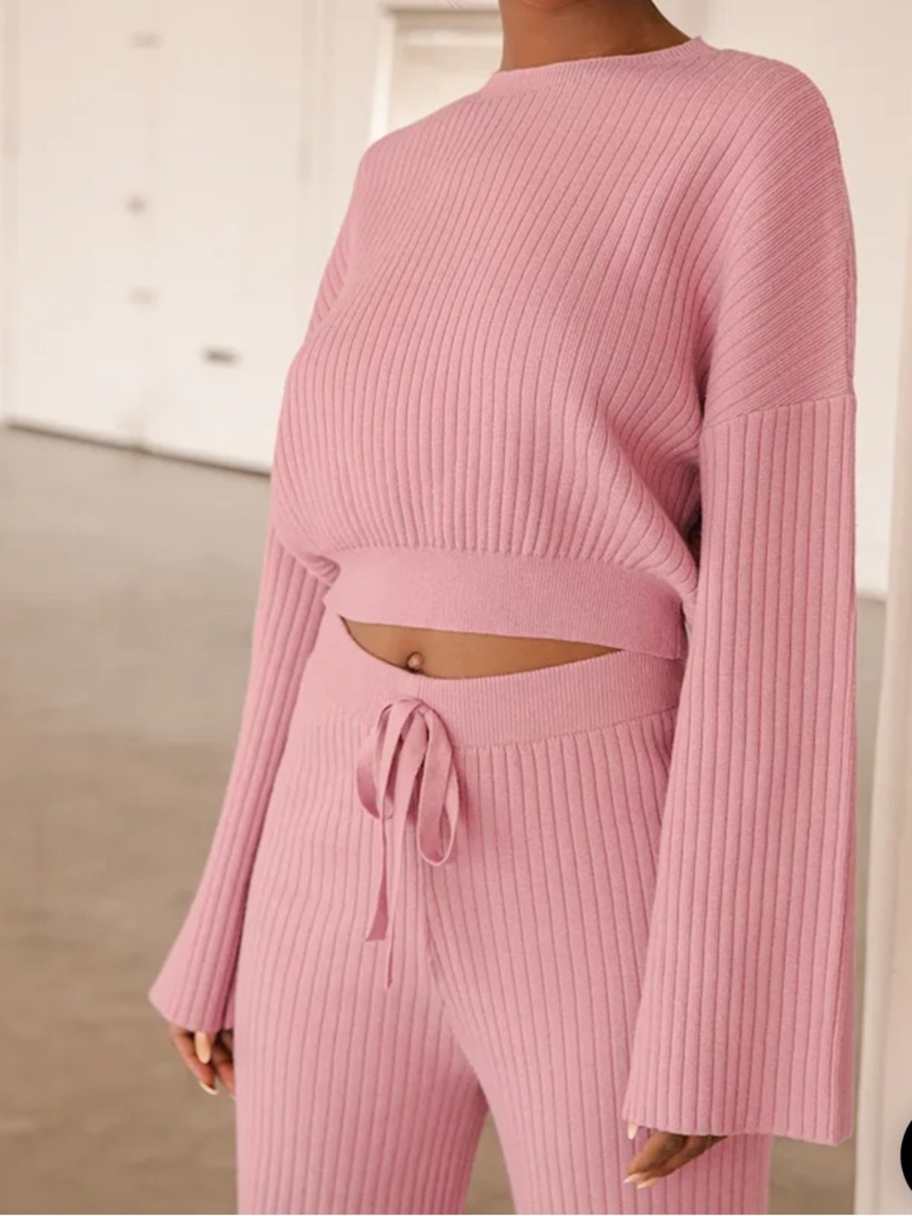 Lulus Snuggly Style Mauve Pink Ribbed Knit Cropped Sweater size S